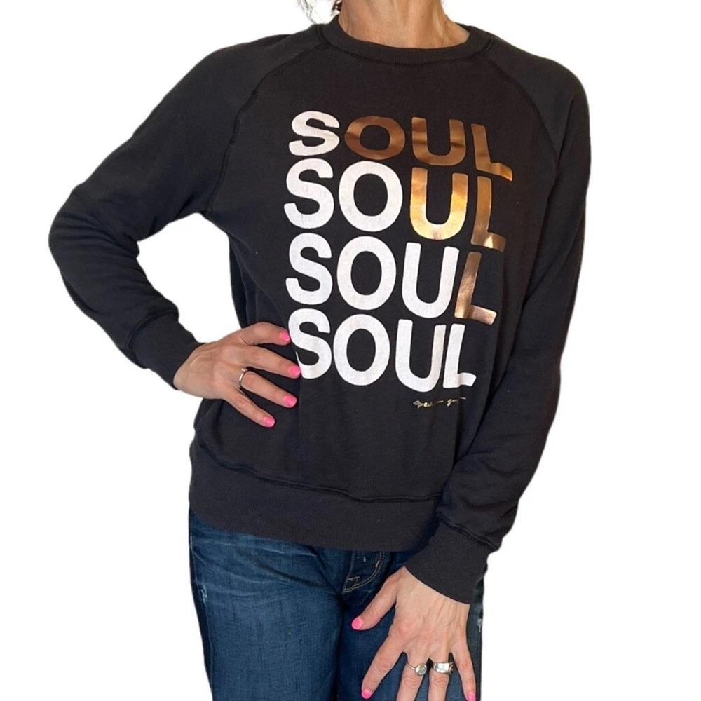 NWT Spiritual Gangster Women's Black Soul Goldflake Graphic Sweatshirt Size XS
